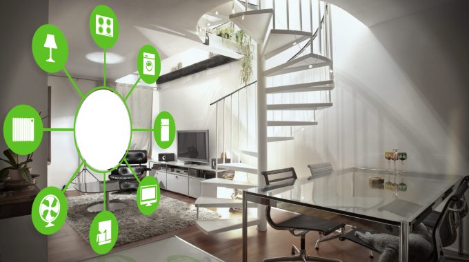 Home With Graphic Showing Smart Home Connectivity